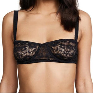 FOR LOVE & LEMONS SKIVVIES Black Stretch Lace Havana Demi Underwire Bra Size XS